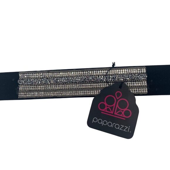 Paparazzi Jewelry Really Rock Band Bracelet Black & White Snap Closure For Women - Picture 8 of 8